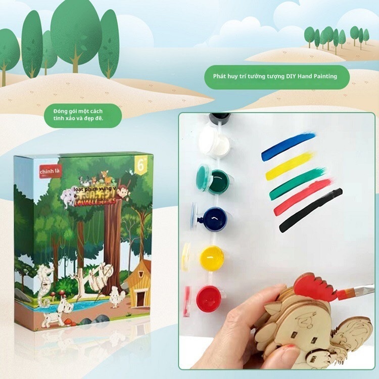 Hộp lắp ghép tô màu các con vật ngộ nghĩnh đáng yêu
