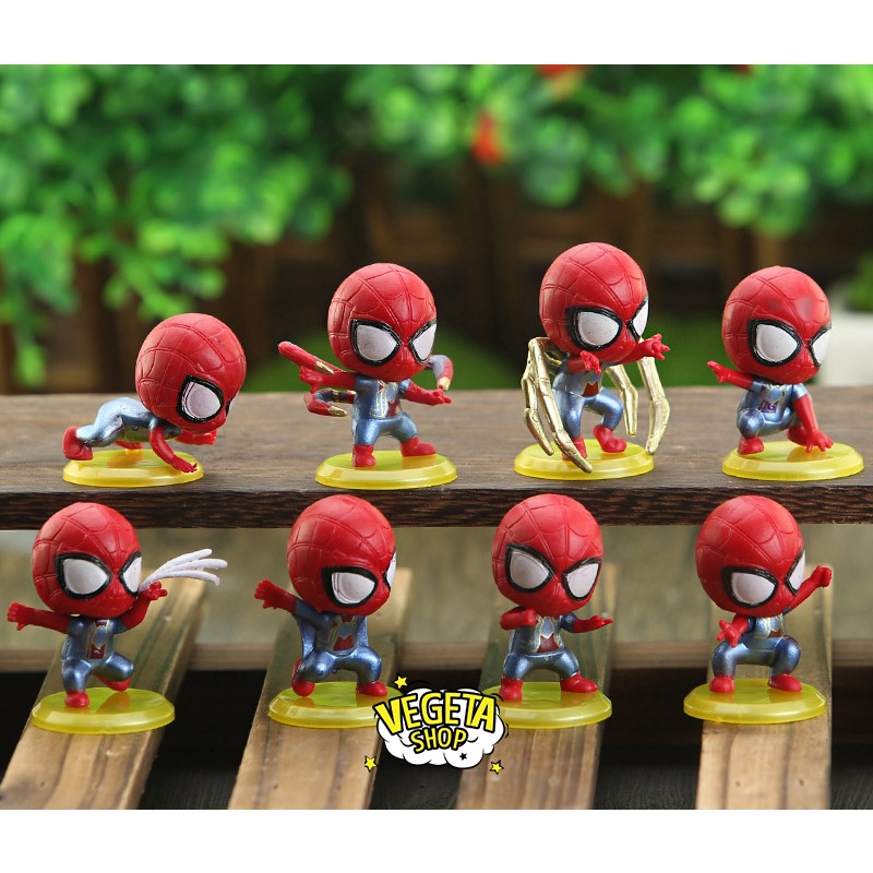 Mô hình Spider Man - Avengers - Marvel - DC - Trọn bộ 8 mô hình tư thế Spider Man - Người Nhện - Kích thước 3 x 4.5cm