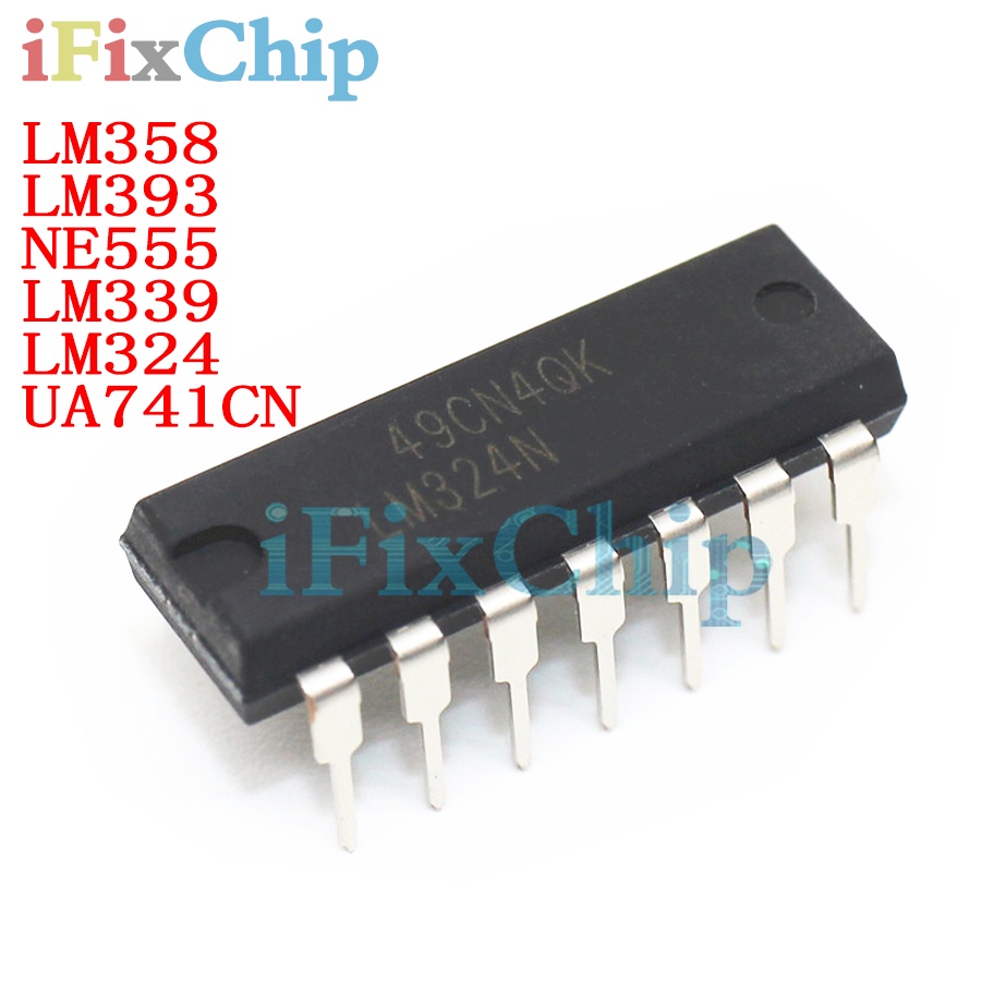 Set 20 Mạch Khuếch Đại UA741 LM324 LM393 LM339 NE555 LM358 DIP LM358N LM324N LM339N LM393N NE555P UA741CN