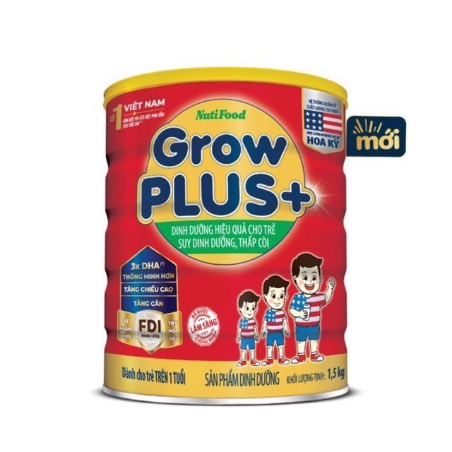 ( Nutifood Bình Dương ) Grow plus đỏ lon 1.5kg dành cho bé nhẹ kg suy dinh dưỡng trên 1 tuổi ngày 1 tăng cân