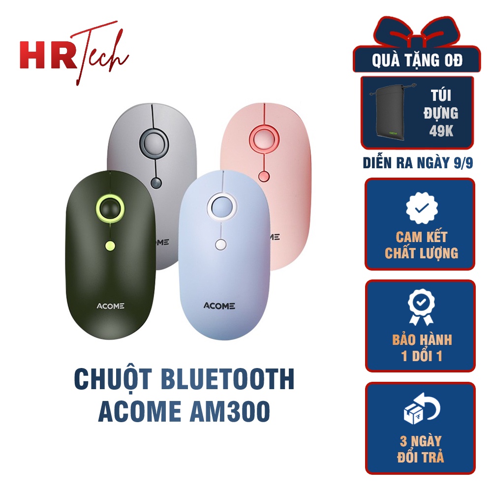 Chuột Không Dây ACOME AM300 2.4GHz Tĩnh Âm Không Gây Ồn Kiểu Dáng Xinh Xắn Tặng Kèm Pin