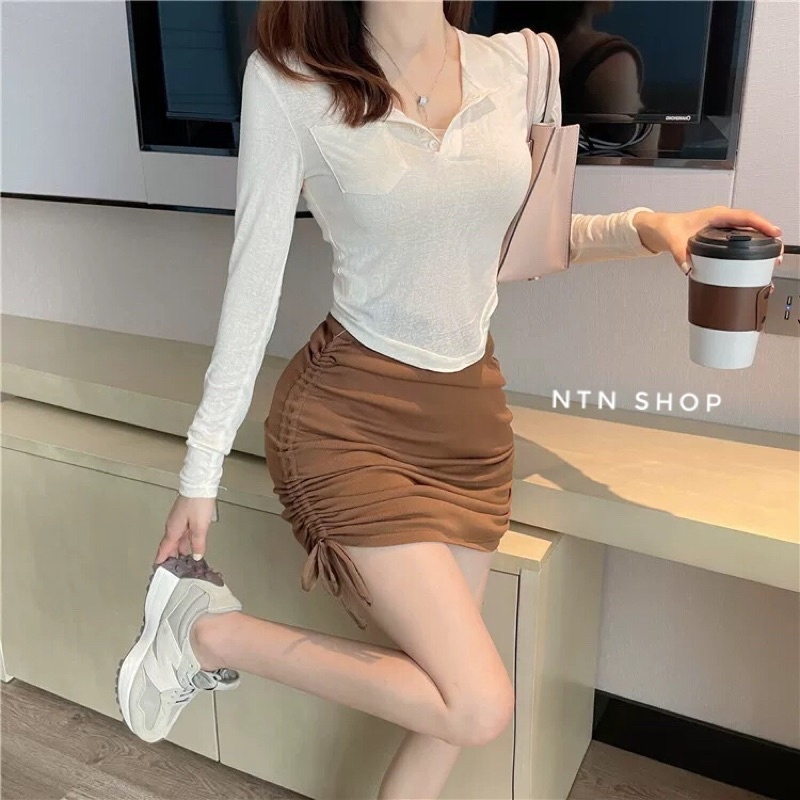 Chân váy rút 2 bên tôn vòng 3 kèm quần trong hàng đẹp.NTN shop