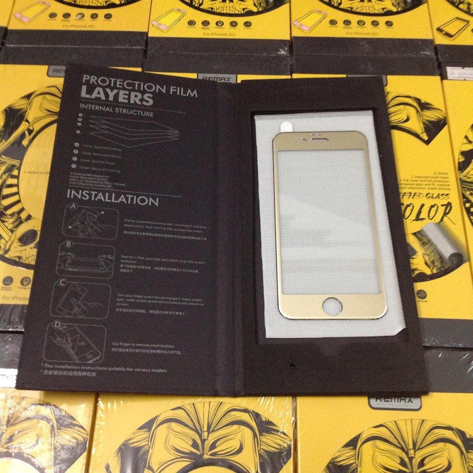 kính Cường lực tự dán tại nhà ( tặng kèm phụ kiện ) full màn hình iphone 6/6s plus Remax