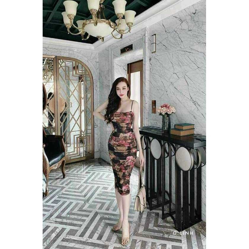 Đầm body 2 dây nhún eo ôm dáng  fashionzero - 78118
