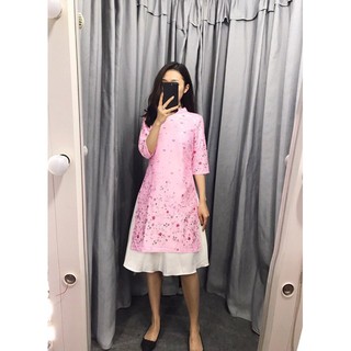 Đầm cách tân vải gấm xuất dư lót lụa