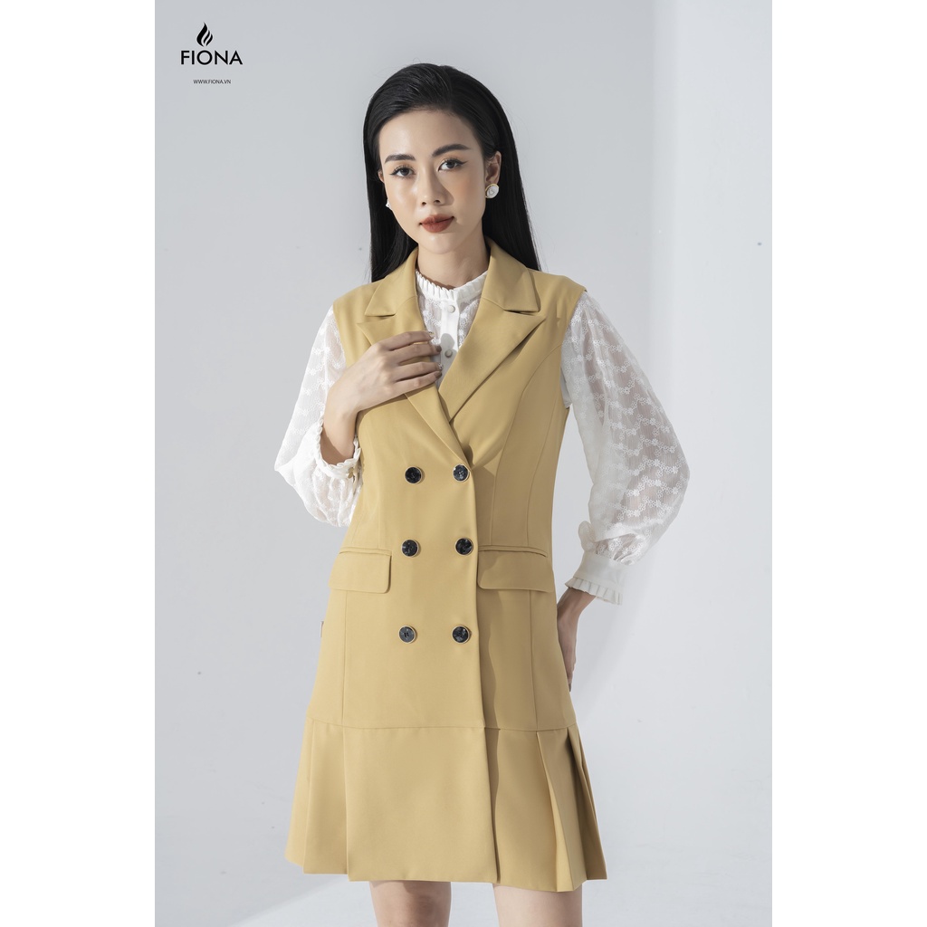 Đầm Gile Nữ FIONA, Đầm Thiết Kế Dập Nhăn Gấu Nữ Tính Mã F450669