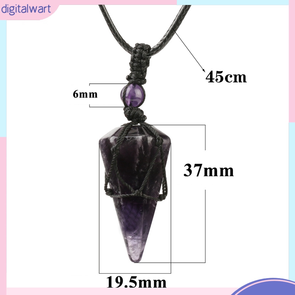 Dây Chuyền Sợi Dệt Tay Màu Đen Mặt Đá Pha Lê Lục Giác Thời Trang Cho Nam Và Nữ