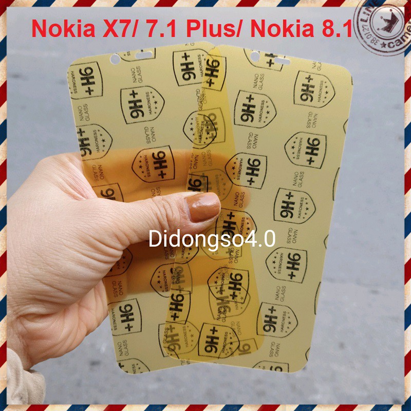 Dán nano 9H+ siêu dẻo chống trầy 3 lớp Nokia X7/ 7.1 Plus/ Nokia 8.1 full màn 98%