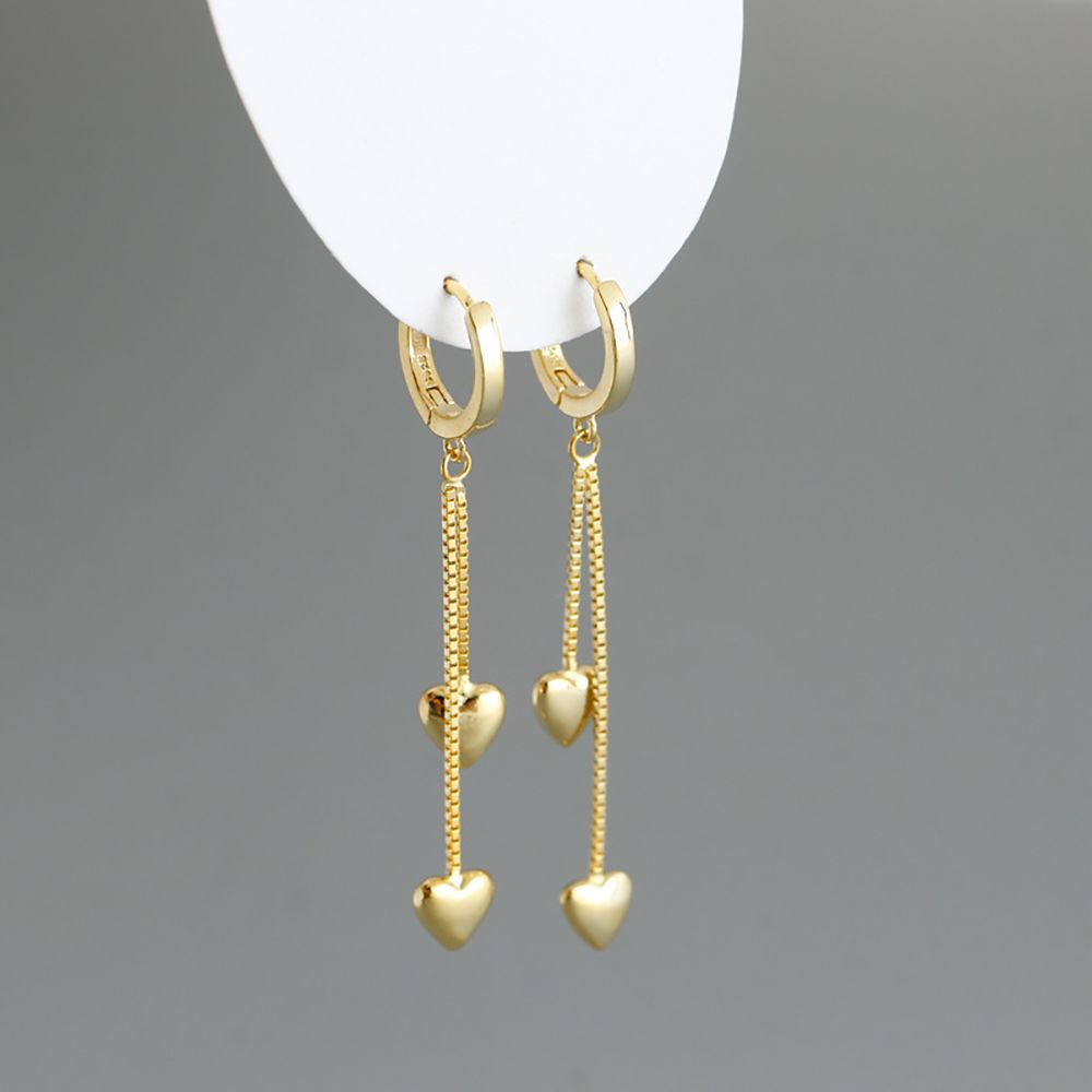 Khuyên Tai Tua Rua Hình Trái Tim Dễ Thương Phong Cách Hàn Quốc Dành Cho Nữ