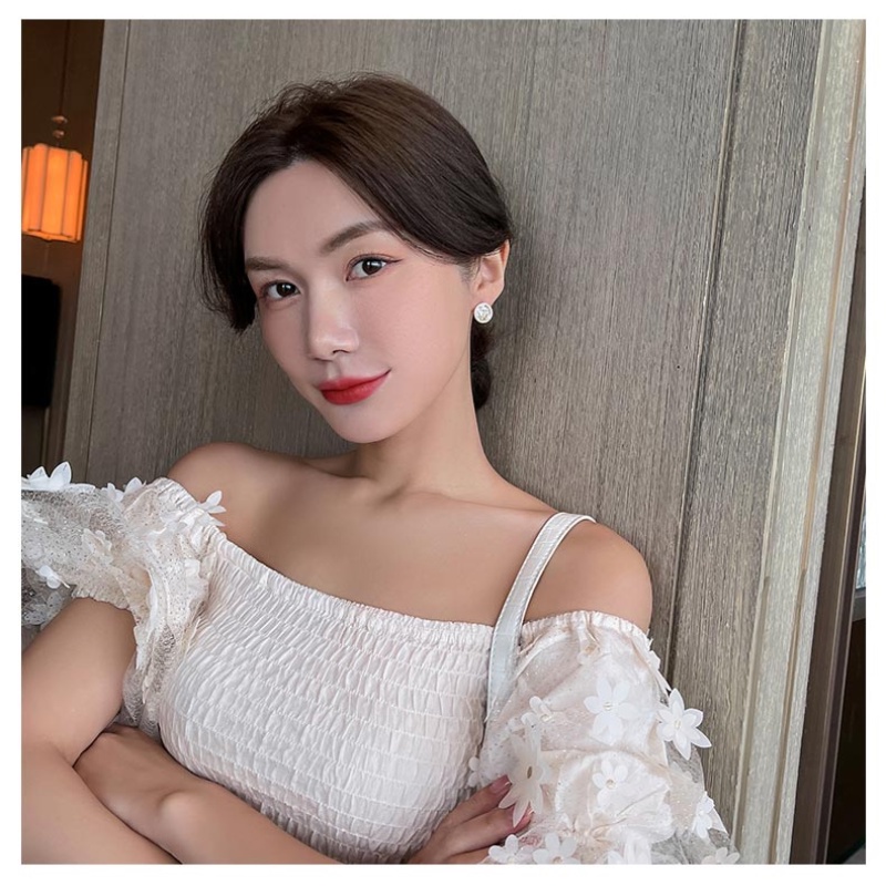 Bông Tai Tròn Khắc Chữ Lấp Lánh Thời Trang Hàn Quốc Cho Nữ