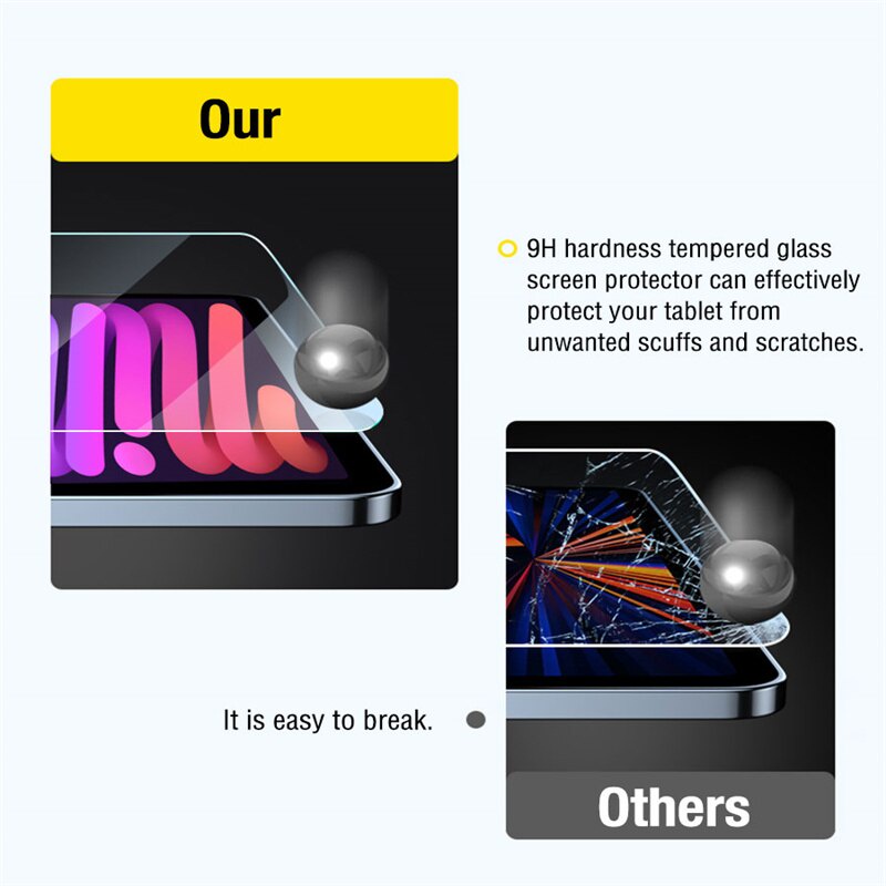 Kính cường lực bảo vệ màn hình máy tính bảng cho iPad Mini 6 2021 8.3 9th 9 5 Pro 11 iPad Air 4 3 2 2020 10.2 8 8th 6th