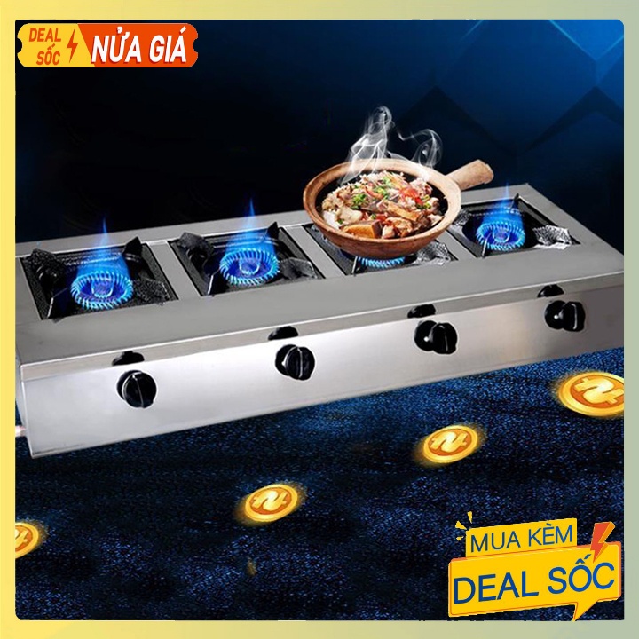 Bếp gas bán công nghiệp 4 họng - 4 cửa ngang