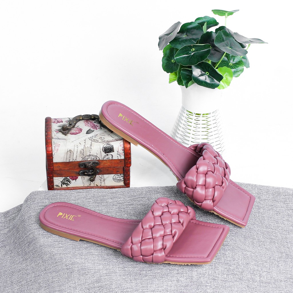 Dép Lê Bệt Thắt Bím Mũi Vuông Pixie X496