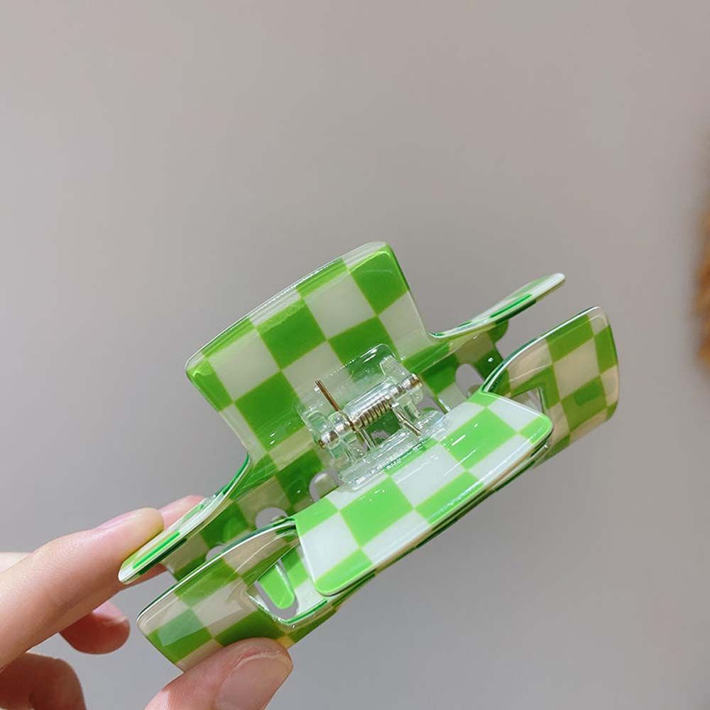 Kẹp tóc càng cua acrylic họa tiết kẻ sọc caro dễ thương phong cách Hàn Quốc cho nữ