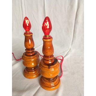 cặp đèn để bàn thờ đèn thờ gỗ tràm- 08