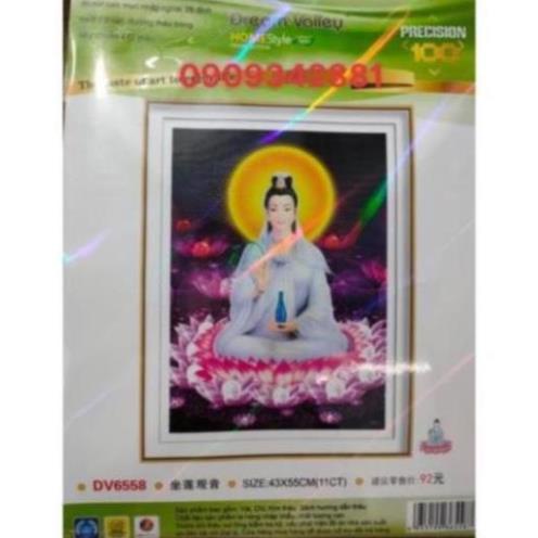 Tranh thêu Chữ thập quan thế âm bồ tat   Dream valley mẫu mới  DV6558(55*43 cm ) chưa thêu