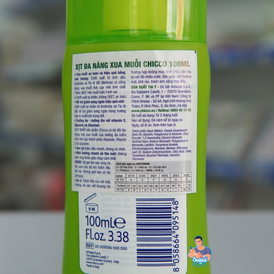 Xịt đa năng xua muỗi Chicco, lăn vết muỗi đốt Chicco - Ongbodemo