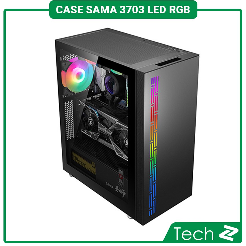 Vỏ Case SAMA 3703 (Mid Tower/Màu Đen/Led RGB)