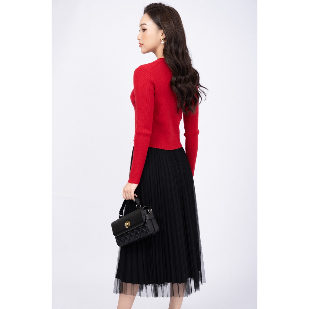 Áo khoác len nữ cổ tim, áo len nữ thu thời trang công sở thu đông thân trước dài tay FIONA F851235