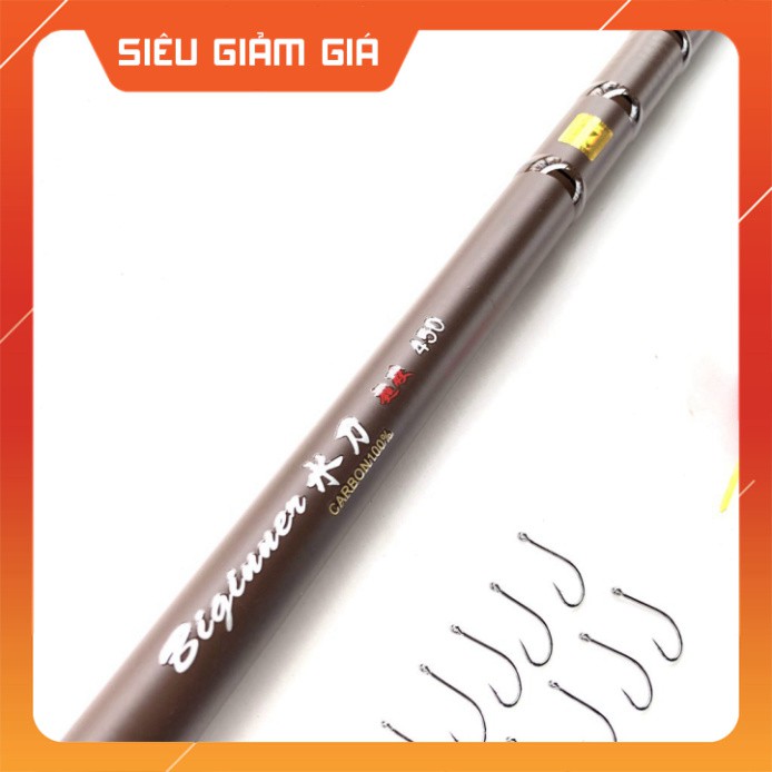 R Cần câu tay 100% carbon , tặng phao, chì, lưỡi, dây câu
