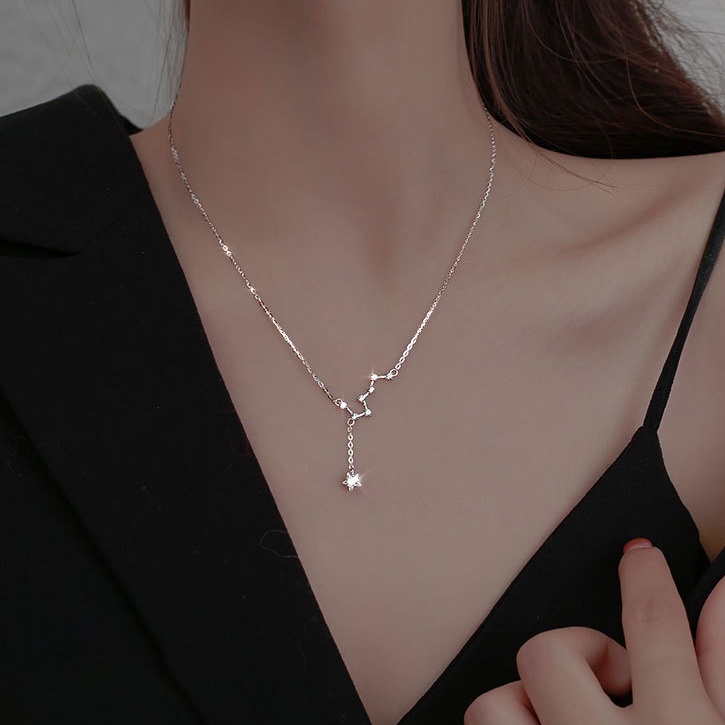 Dây chuyền bạc ý 925 đính đá ngôi sao vòng cổ nữ