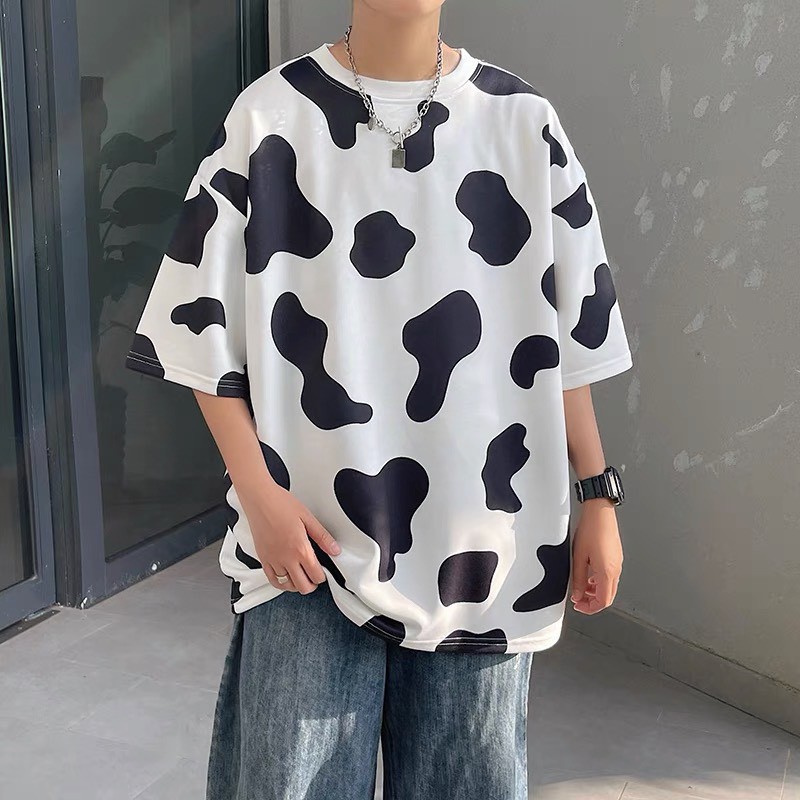 Áo Thun Tay Lỡ Bò Sữa (Nhiều Màu Mới) Ulzzang Unisex Nam Nữ Áo Phông Cotton Form Rộng Dưới 75kg MH.SHOPEE