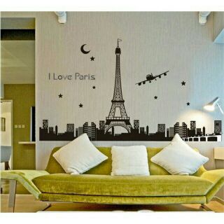 Decal dán tường thành phố Paris (có dạ quang)