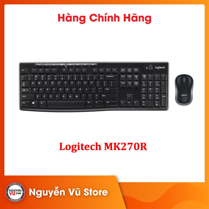 Bộ bàn phím chuột không dây Logitech MK270R USB-Wireless - Hàng Chính Hãng