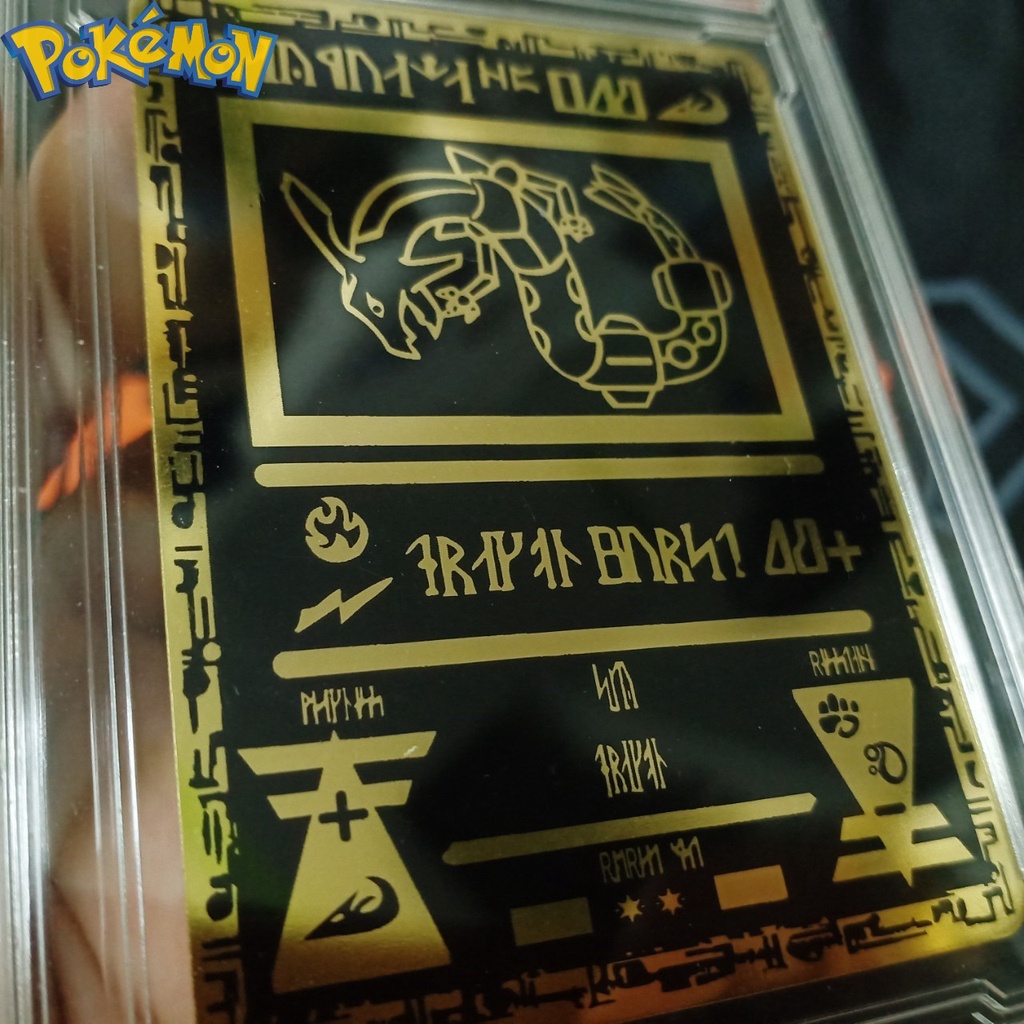 Thẻ Pokemon kim loại cổ đại Rayquaza rồng trúc truyền thuyết hợp kim mạ vàng 1459 d9 2