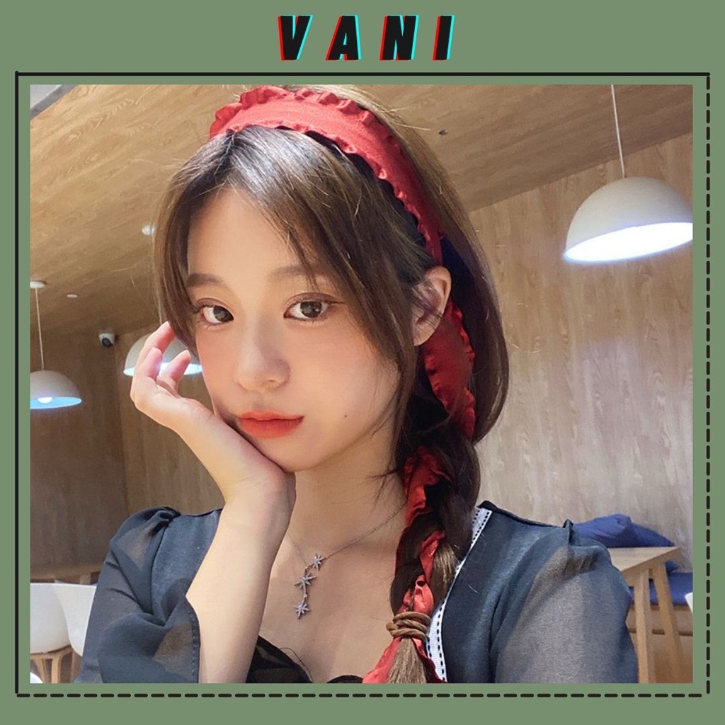 Băng Đô Cài Tóc Nữ Dây Dài, Kiểu Nhún Bèo Cổ Điển - Vani Store