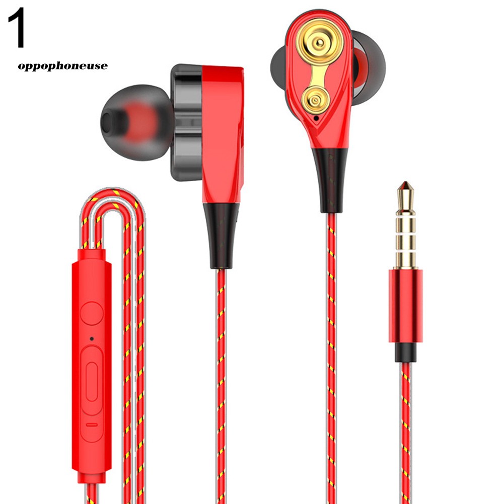 【OPHE】Dual Moving Coil 3.5mm Wired In-Ear Earphone Heavy Bass Stereo Earbuds with Mic