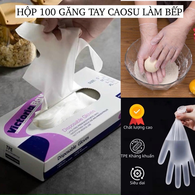 Hộp 100 gang tay nấu ăn nhà bếp siêu dai an toàn, dễ sử dụng