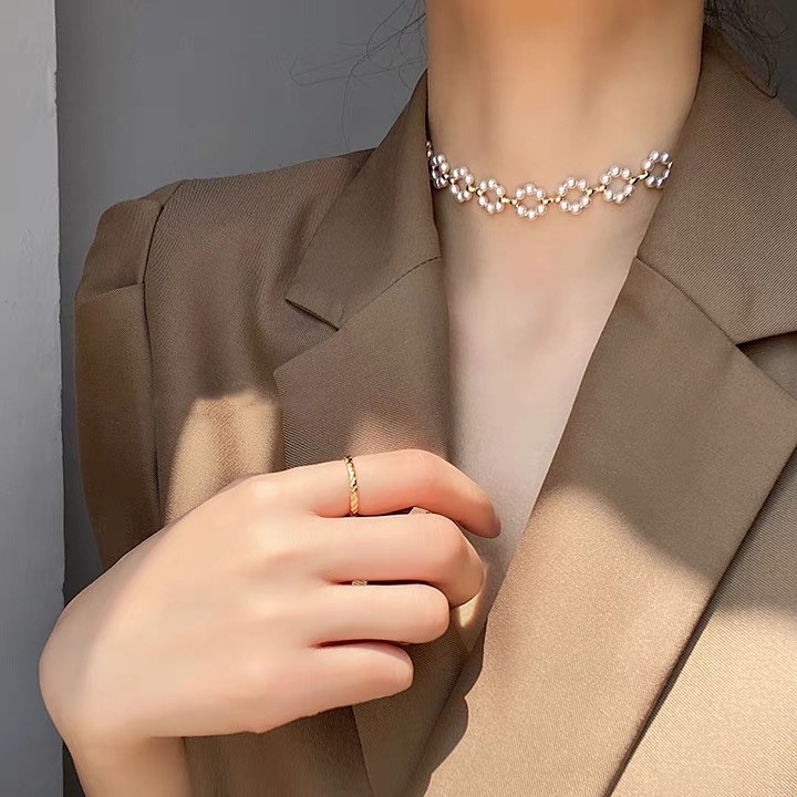 Vòng cổ Đính Hạt Ngọc Trai Thời Trang Dành Cho Nữ