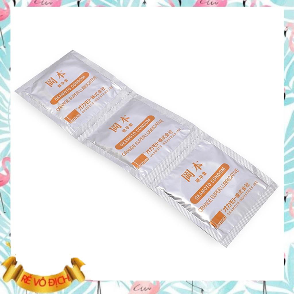 Bao Cao Su Siêu mỏng nhiều gel bôi trơn Okamoto Orange hương cam, Nhật Bản /bản lĩnh đàn ông