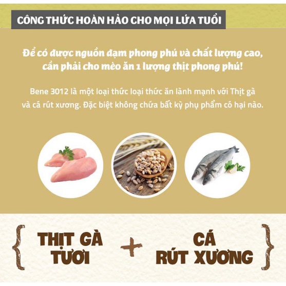 Natural Core Bene C3 - Hạt Cho Mèo Trưởng Thành Cao Cấp 1,5kg