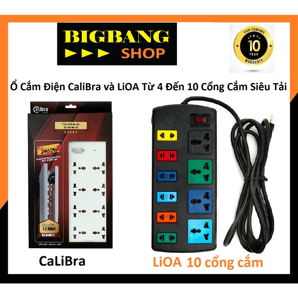 Ổ cắm điện LIOA chính hãng có công tắc, chịu được nhiệt cao về điện kèm dây dài 3m/5m 1000W - Bigbang