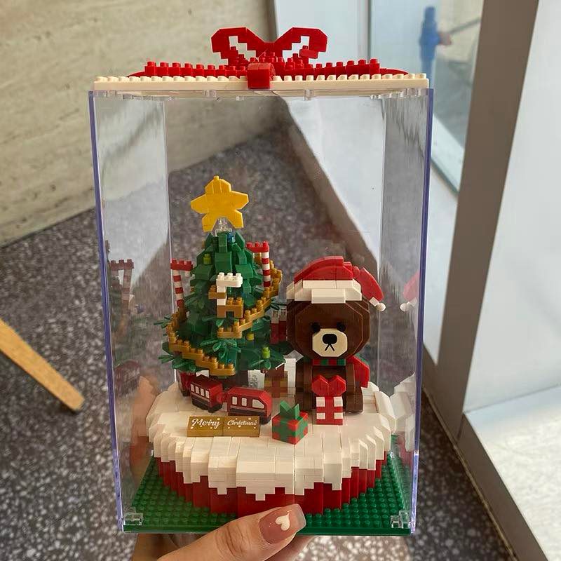 Đồ chơi xếp hình GATO GẤU NÂU| Đồ chơi lắp ráp nanoblock| Bộ gấu noel