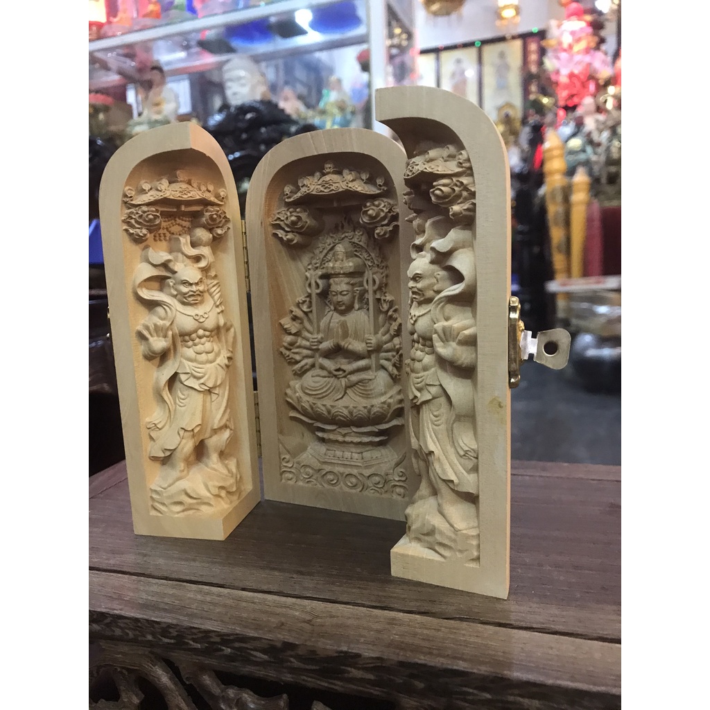 Tượng hộp gỗ Thiên Thủ Thiên Nhãn, chất liệu gỗ hoàng dương, thờ cúng phong thủy- Văn phòng phẩm Nhơn Phát