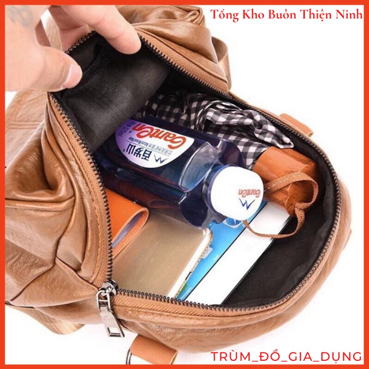 Balo nữ da mềm thời trang tặng kèm móc gấu