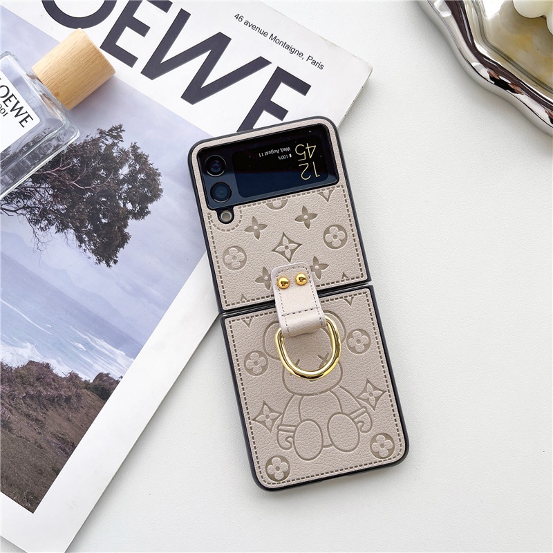 Sang Trọng Bao Da Điện Thoại pu Dạng Gập Tích Hợp Vòng Đỡ Cho samsung galaxy z flip 5 4 1 2 3 samsung galaxy z flip 4