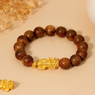 Vòng Trầm Hương Mix Tỳ Hưu Cao Cấp - Size 8-10-12-14mm - Tặng kèm hộp Gấm Cao Cấp
