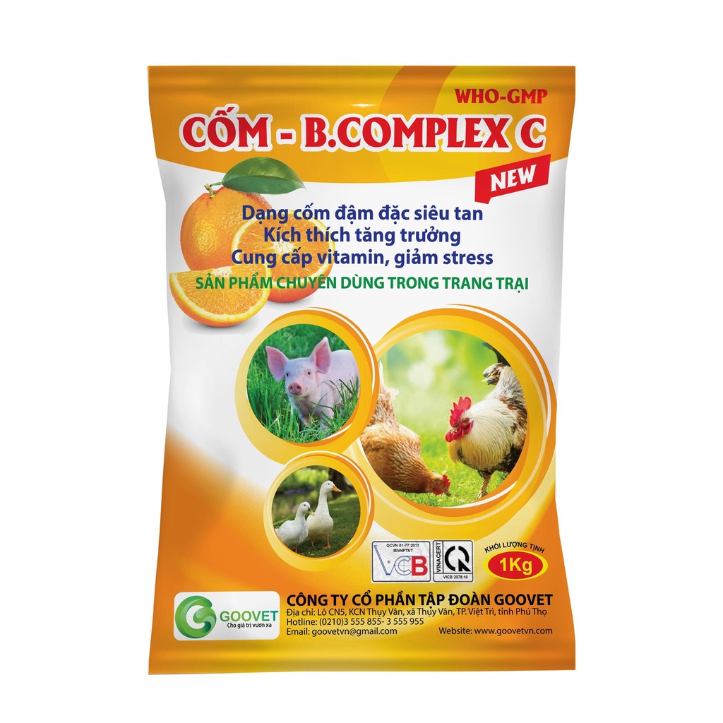 CỐM - B.COMPLEX C NEW 1Kg  - Kích thích tăng trưởng, cung cấp vitamin. BComplex tan hoàn toàn trong nước