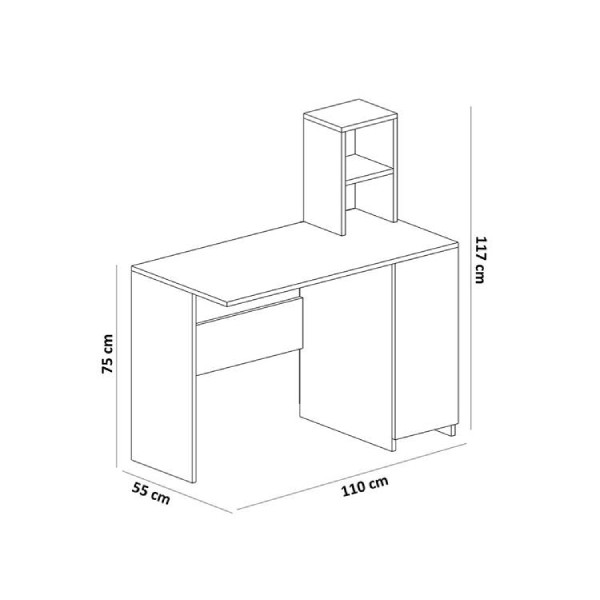 Bàn học gỗ, Bàn làm việc liền kệ sách nhỏ gọn 1m1 (BH-13)