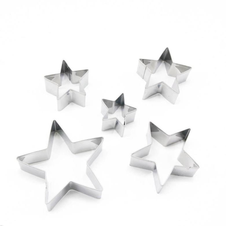 Khuôn cắt làm bánh quy, chiên trứng bằng inox hình ngôi sao bộ 5 khuôn - LOKING