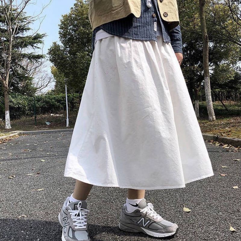 Chân váy dài trắng ulzzang, chân váy dài vintage phong cách Hàn Quốc | BigBuy360 - bigbuy360.vn