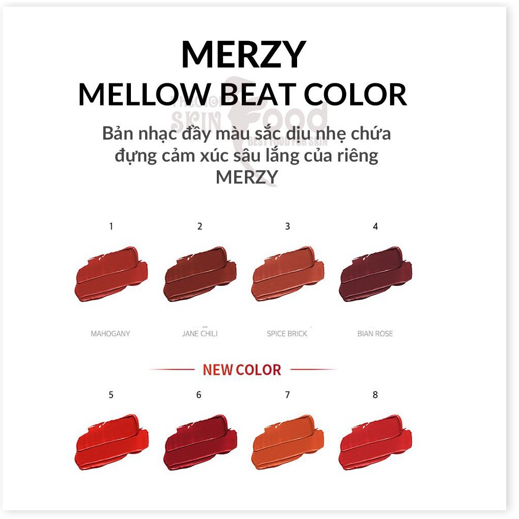 [Mã giảm giá Mỹ phẩm chính hãng] Son Kem Lì, Siêu Mịn Merzy Bite The Beat Mellow Tint 4g