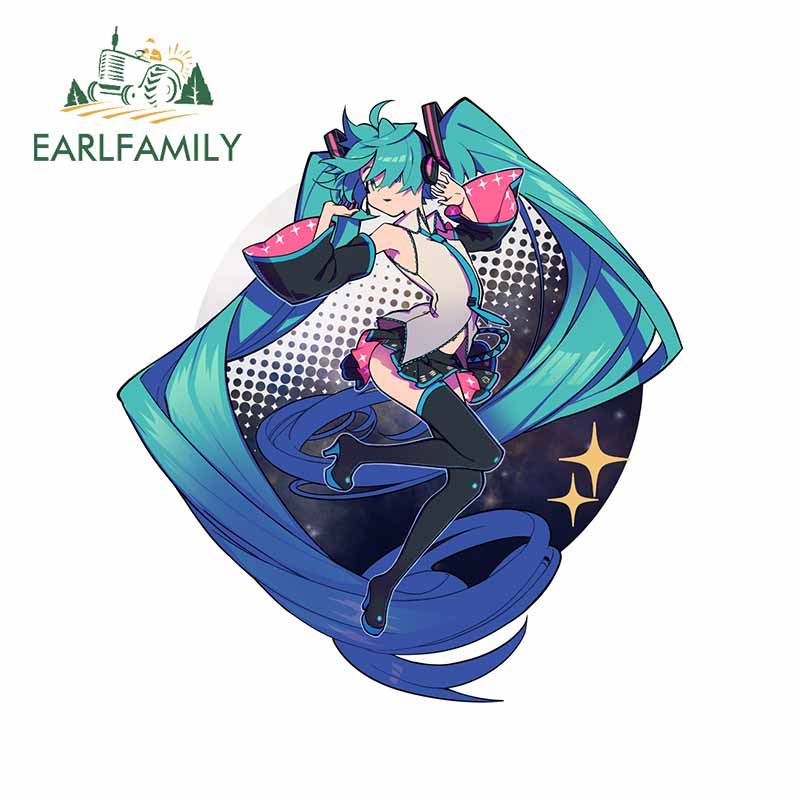 Đề Can Vinyl Dán Trang Trí Xe Hơi / Xe Máy Họa Tiết Hatsune Miku 13Cmx12.1Cm