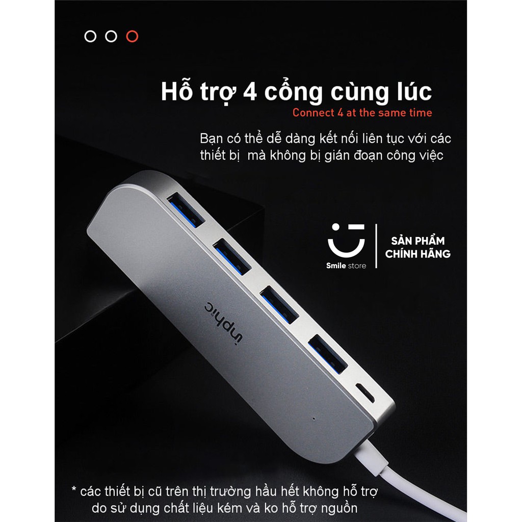 Bộ Chia USB 4 Cổng 2.0 HUB USB INPHIC H6 Hỗ Trợ Cho Tất Cả Các Dòng Máy Tính Để Mở Rộng Thêm Cổng USB - Hàng Chính Hãng