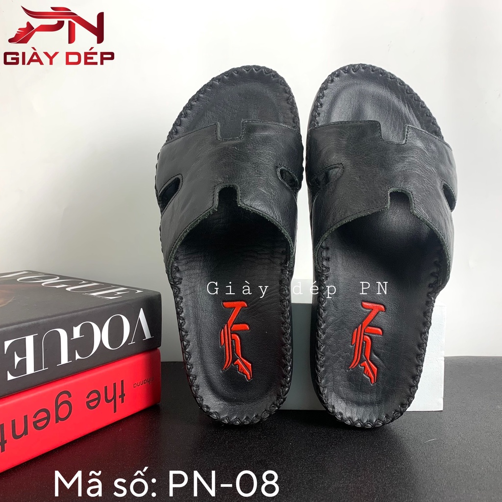 Dép nam  quai ngang - quai chữ H da bò cao cấp