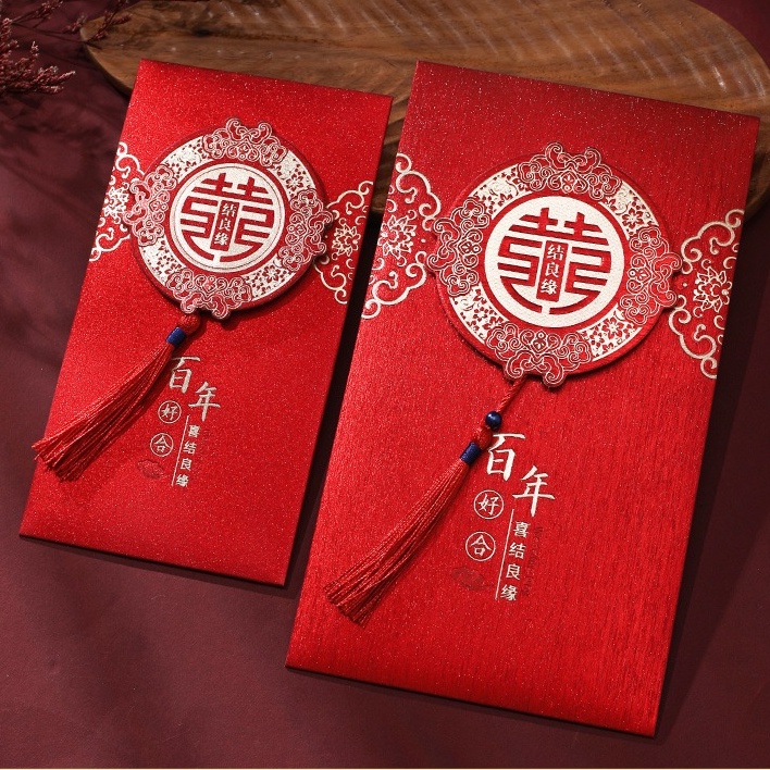 Bao lì xì cưới cao cấp phối tua rua - Lì xì trao duyên đẹp